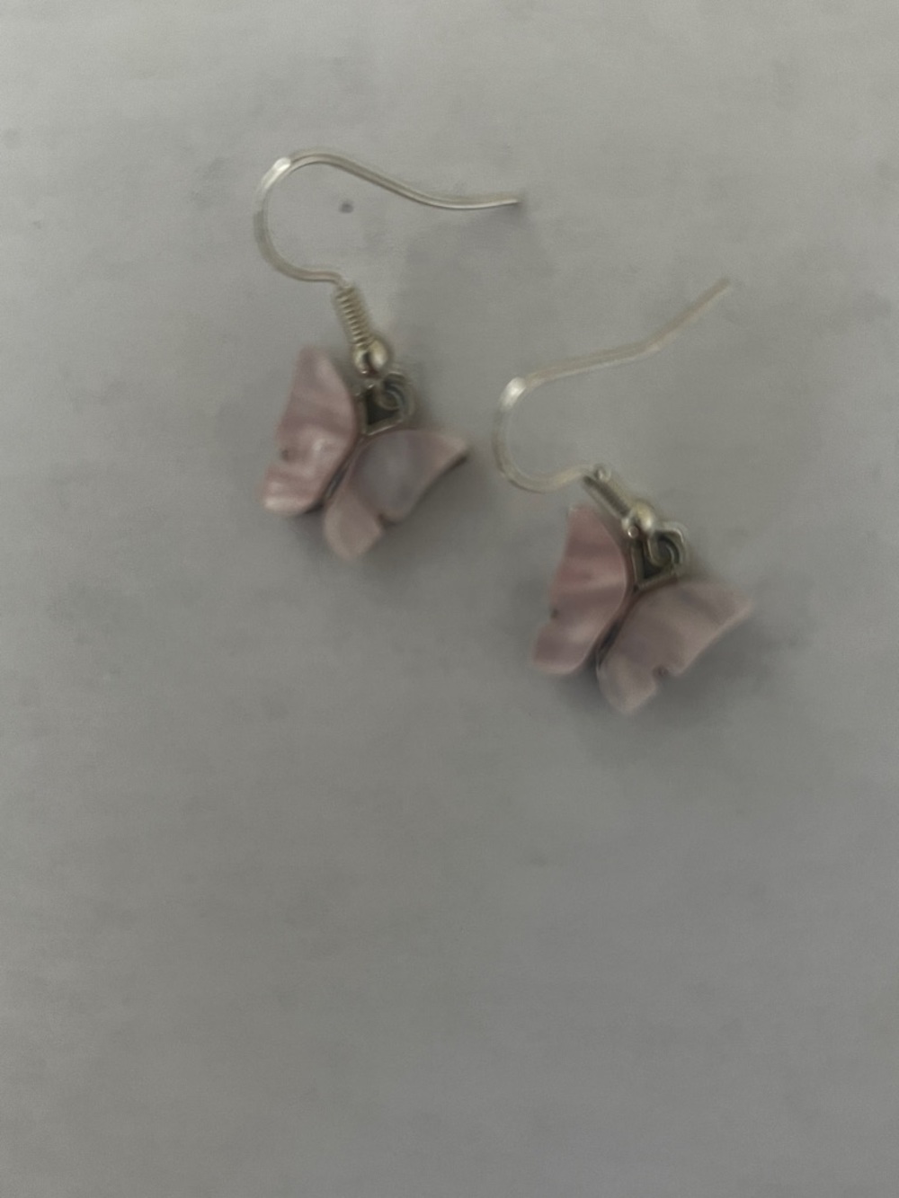Delicate Pink Butterfly Drop Earrings - Unbranded